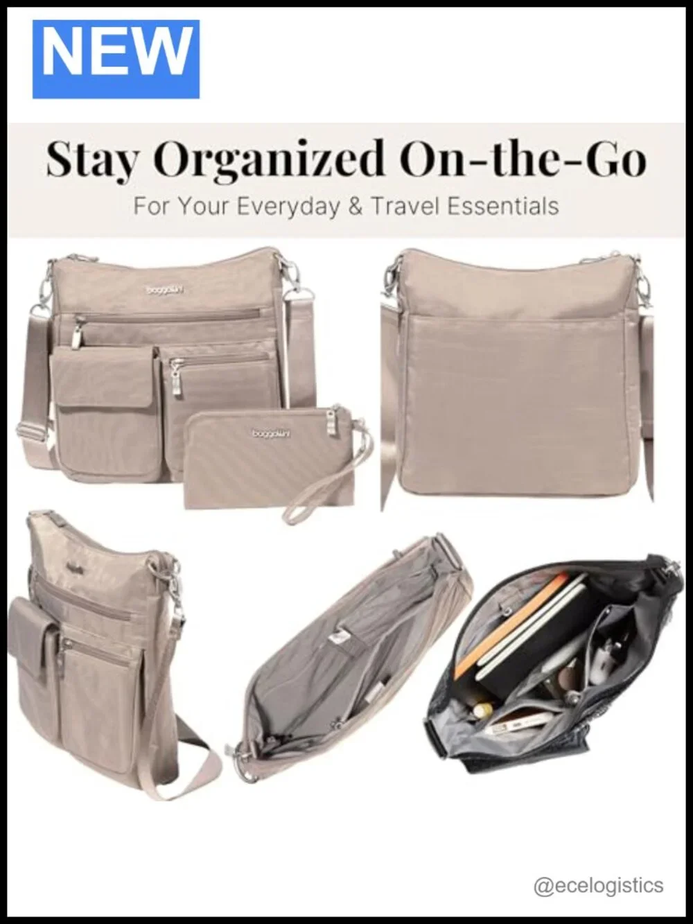 Nylon Crossbody Bag with RFID Blocking, Adjustable Strap, Lightweight